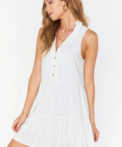 Show Me Your Mumu Groovy Collared Mini Dress ~ White