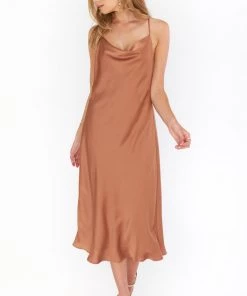 Show Me Your Mumu Verona Cowl Dress ~ Copper Luxe Satin Dresses