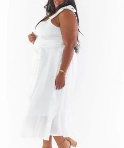Show Me Your Mumu New Mu Garden Midi Dress ~ Ivory Luxe Satin
