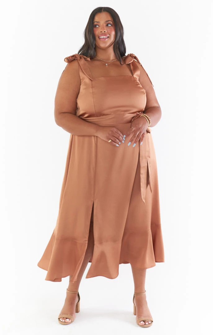 Show Me Your Mumu New Mu Claire Midi Dress ~ Copper Luxe Satin 4 Show Me Your Mumu New Mu Claire Midi Dress ~ Copper Luxe Satin