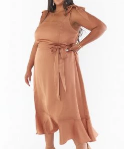 Show Me Your Mumu New Mu Claire Midi Dress ~ Copper Luxe Satin 22 Show Me Your Mumu New Mu Claire Midi Dress ~ Copper Luxe Satin