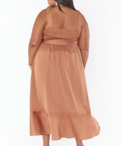 Show Me Your Mumu New Mu Claire Midi Dress ~ Copper Luxe Satin 31 Show Me Your Mumu New Mu Claire Midi Dress ~ Copper Luxe Satin