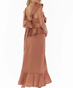 Show Me Your Mumu Zoey Midi Dress ~ Copper Luxe Satin