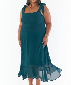 Show Me Your Mumu New Mu Claire Midi Dress ~ Emerald Chiffon