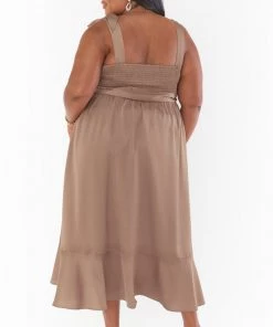 Show Me Your Mumu Claire Midi Dress ~ Dune Luxe Satin Bridesmaids Dresses