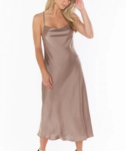 Show Me Your Mumu Verona Cowl Dress ~ Dune Luxe Satin