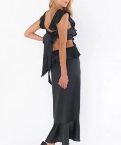 Show Me Your Mumu Zoey Midi Dress ~ Black Luxe Satin New Mu