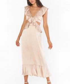 Show Me Your Mumu Zoey Midi Dress ~ Champagne Luxe Satin