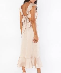 Show Me Your Mumu Zoey Midi Dress ~ Champagne Luxe Satin
