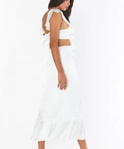 Show Me Your Mumu Zoey Midi Dress ~ Ivory Luxe Satin New Mu