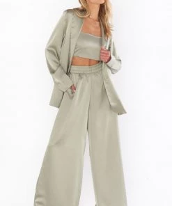 Show Me Your Mumu Felix Blazer ~ Moss Green Luxe Satin