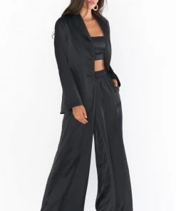 Show Me Your Mumu Irwin Pants ~ Black Luxe Satin New Mu