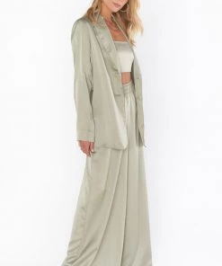 Show Me Your Mumu Irwin Pants ~ Moss Green Luxe Satin New Mu