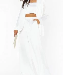 Show Me Your Mumu Irwin Pants ~ Ivory Luxe Satin New Mu