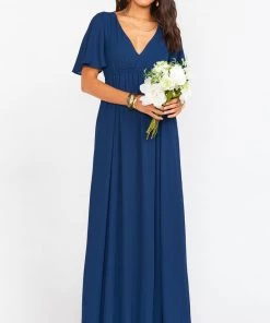 Show Me Your Mumu Bridesmaids Dresses Emily Maxi Dress ~ Rich Navy Crisp