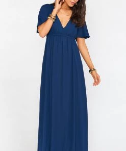 Show Me Your Mumu Bridesmaids Dresses Emily Maxi Dress ~ Rich Navy Crisp
