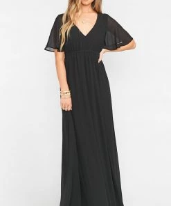 Show Me Your Mumu Emily Empire Maxi Dress ~ Black Chiffon Bridesmaids Dresses