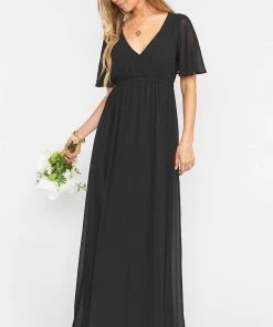 Show Me Your Mumu Emily Empire Maxi Dress ~ Black Chiffon Bridesmaids Dresses