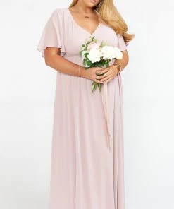 Show Me Your Mumu Emily Empire Maxi Dress ~ Neutral Mauve Chiffon Maternity