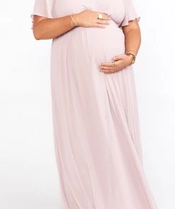 Show Me Your Mumu Emily Empire Maxi Dress ~ Neutral Mauve Chiffon Maternity