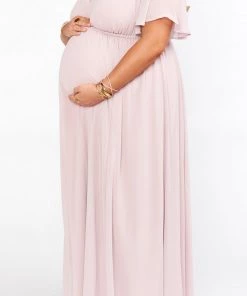 Show Me Your Mumu Emily Empire Maxi Dress ~ Neutral Mauve Chiffon Maternity