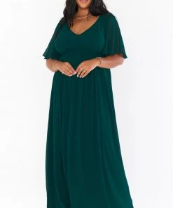 Show Me Your Mumu Maternity Emily Empire Maxi Dress ~ Emerald Chiffon