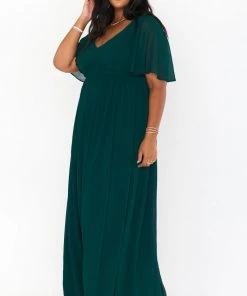 Show Me Your Mumu Maternity Emily Empire Maxi Dress ~ Emerald Chiffon