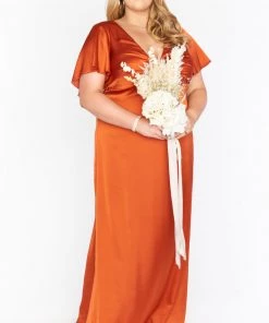 Show Me Your Mumu Rome Twist Gown ~ Burnt Orange Luxe Satin 32 Show Me Your Mumu Rome Twist Gown ~ Burnt Orange Luxe Satin