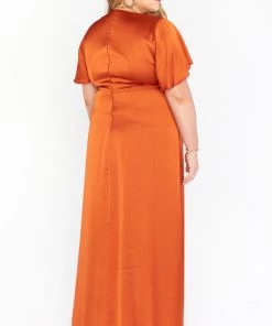 Show Me Your Mumu Rome Twist Gown ~ Burnt Orange Luxe Satin 34 Show Me Your Mumu Rome Twist Gown ~ Burnt Orange Luxe Satin