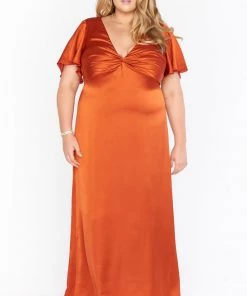 Show Me Your Mumu Rome Twist Gown ~ Burnt Orange Luxe Satin 36 Show Me Your Mumu Rome Twist Gown ~ Burnt Orange Luxe Satin