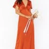 Show Me Your Mumu Rome Twist Gown ~ Burnt Orange Luxe Satin