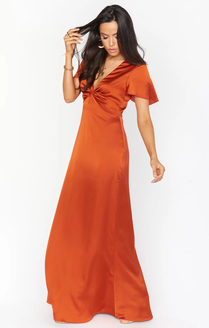Show Me Your Mumu Rome Twist Gown ~ Burnt Orange Luxe Satin 4 Show Me Your Mumu Rome Twist Gown ~ Burnt Orange Luxe Satin