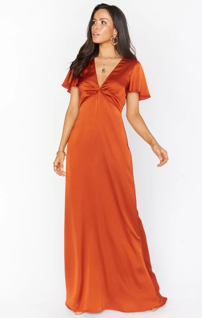 Show Me Your Mumu Rome Twist Gown ~ Burnt Orange Luxe Satin 7 Show Me Your Mumu Rome Twist Gown ~ Burnt Orange Luxe Satin