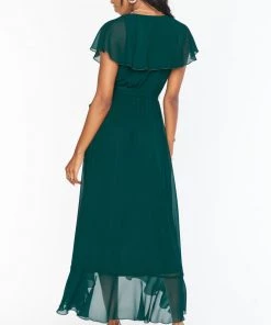 Show Me Your Mumu Jess Ruffle Midi Dress ~ Emerald Chiffon Maternity