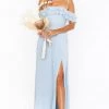 Show Me Your Mumu Bridesmaids Dresses Emma Ruffle Maxi Dress ~ Steel Blue Chiffon