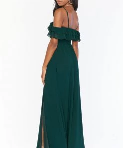 Show Me Your Mumu Emma Ruffle Maxi Dress ~ Emerald Chiffon Bridesmaids Dresses
