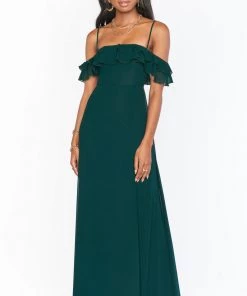 Show Me Your Mumu Emma Ruffle Maxi Dress ~ Emerald Chiffon Bridesmaids Dresses
