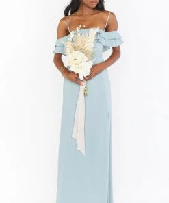 Show Me Your Mumu Emma Ruffle Maxi Dress ~ Silver Sage Crisp