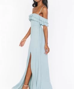 Show Me Your Mumu Emma Ruffle Maxi Dress ~ Silver Sage Crisp