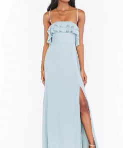 Show Me Your Mumu Emma Ruffle Maxi Dress ~ Silver Sage Crisp