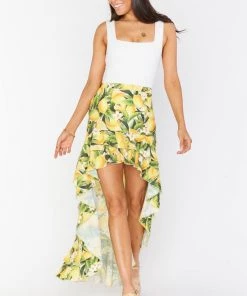 Show Me Your Mumu Bottoms Angelina High Low Skirt ~ Citrus Stretch