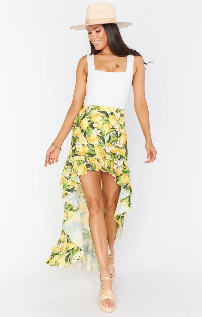 Show Me Your Mumu Bottoms Angelina High Low Skirt ~ Citrus Stretch 3 Show Me Your Mumu Bottoms Angelina High Low Skirt ~ Citrus Stretch