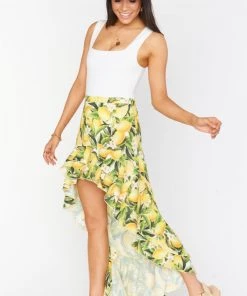 Show Me Your Mumu Bottoms Angelina High Low Skirt ~ Citrus Stretch