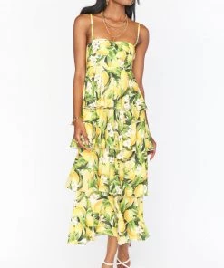 Show Me Your Mumu Savannah Ruffle Dress ~ Citrus Stretch