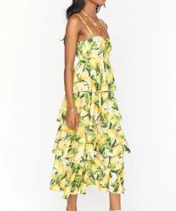 Show Me Your Mumu Savannah Ruffle Dress ~ Citrus Stretch