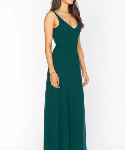 Show Me Your Mumu Bridesmaids Dresses Jenn Maxi Dress ~ Emerald Chiffon