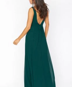 Show Me Your Mumu Bridesmaids Dresses Jenn Maxi Dress ~ Emerald Chiffon