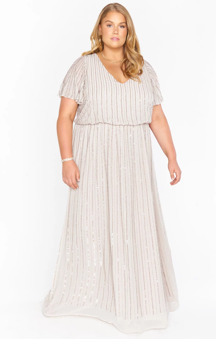 Show Me Your Mumu Wedding Guest Dresses Michelle Flutter Maxi Dress ~ Dove Grey Beaded 10 Show Me Your Mumu Wedding Guest Dresses Michelle Flutter Maxi Dress ~ Dove Grey Beaded