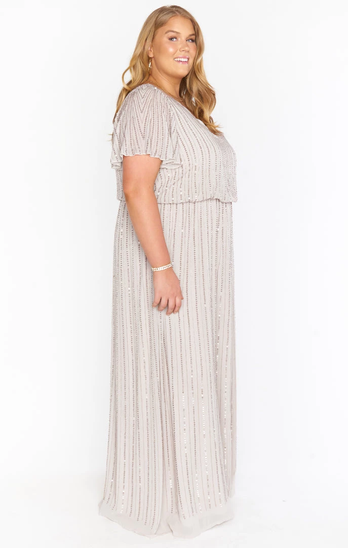 Show Me Your Mumu Wedding Guest Dresses Michelle Flutter Maxi Dress ~ Dove Grey Beaded 8 Show Me Your Mumu Wedding Guest Dresses Michelle Flutter Maxi Dress ~ Dove Grey Beaded