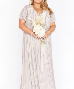 Show Me Your Mumu Wedding Guest Dresses Michelle Flutter Maxi Dress ~ Dove Grey Beaded 14 Show Me Your Mumu Wedding Guest Dresses Michelle Flutter Maxi Dress ~ Dove Grey Beaded